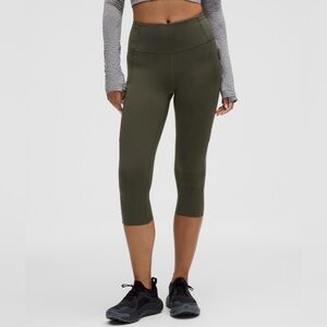 Lululemon Fast & Free Green High Rise Crop Leggings